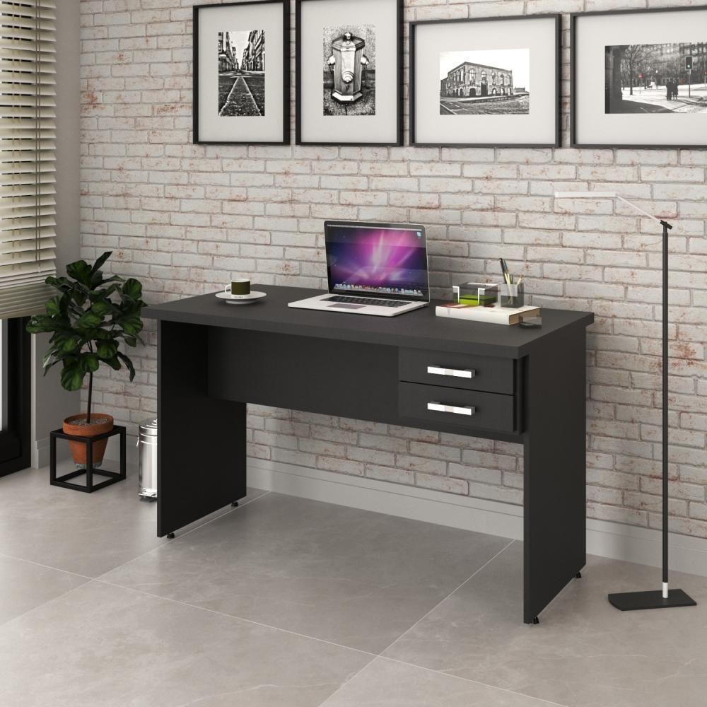 Mesa Escrivaninha De Escritório 1,20m Tampo 30mm C-02gavetas Preto ônix - 1