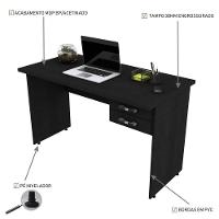 Mesa Escrivaninha De Escritório 1,20m Tampo 30mm C-02gavetas Preto ônix - 3