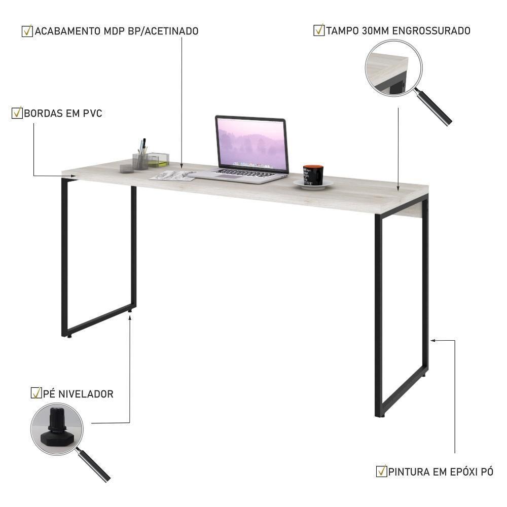 Mesa Dynamica 150x60x75cm Snow - Est.preta Snow - Est.preta - 4