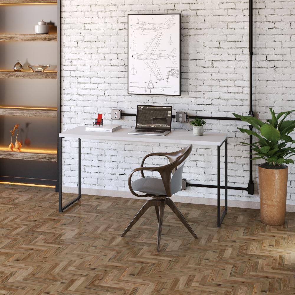 Mesa Dynamica 150x60x75cm Branco Chess - Est.preta Branco Chess - Est.preta - 3