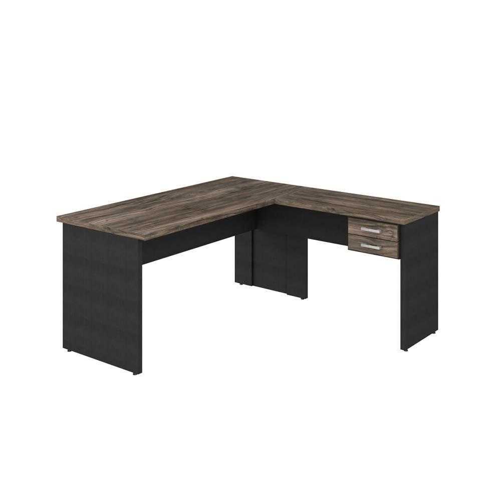 Mesa Para Escritório Em L 1,60x1,60m Tampo E Pés 30mm C-gav. Carvalho Dark C-preto ônix - 5