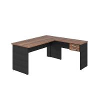 Mesa Para Escritório Em L 1,60x1,60m Tampo E Pés 30mm C-gav. Nogal C-preto ônix - 5