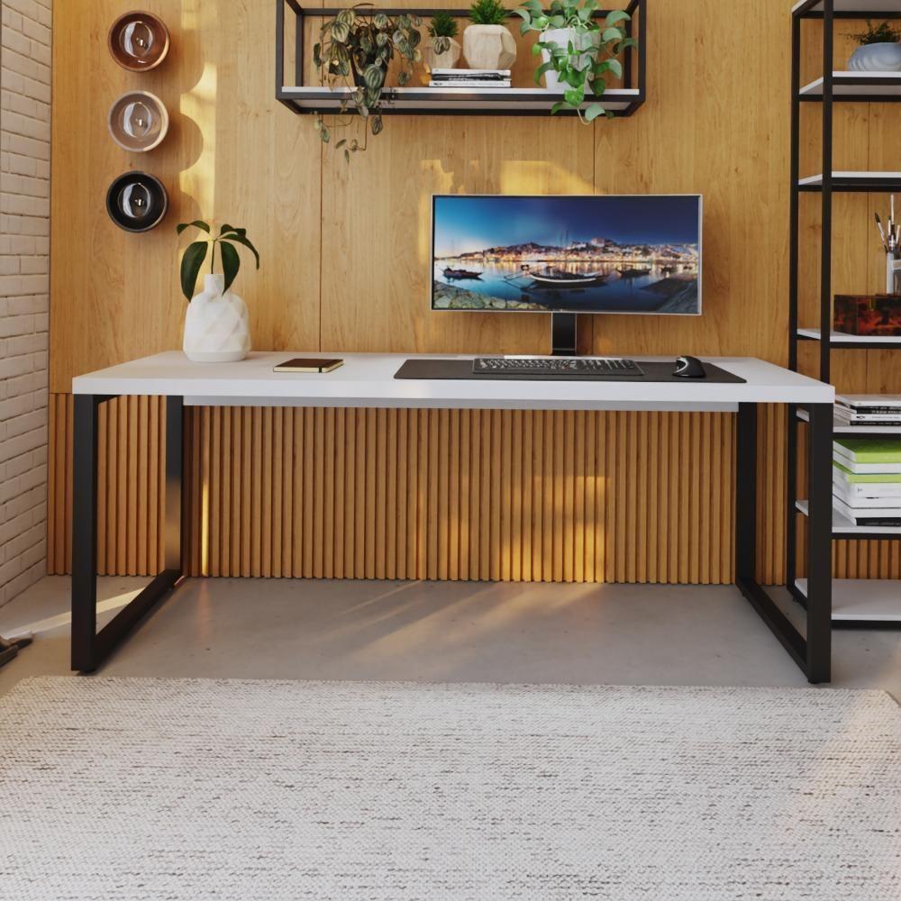 Mesa Presidente 190x70x75cm Yon Branco Tx-est.preta Branco Tx-est.preta - 4