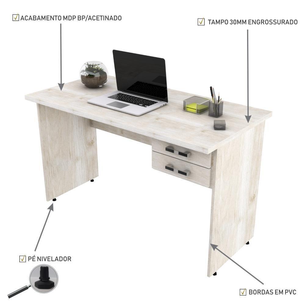 Mesa Escrivaninha De Escritório 1,20m Tampo 30mm C-02gavetas Snow - 3