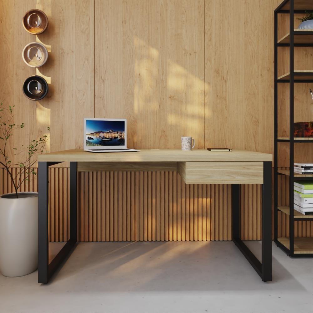 Mesa Operacional C-01gav. 135x70x75cm Yon Vermont Oak-est.preta Vermont Oak-est.preta - 4