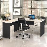 Mesa Para Escritório Em L 1,60x1,60m Tampo E Pés 30mm C-gav. Snow C-preto ônix - 2