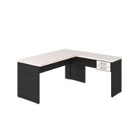 Mesa Para Escritório Em L 1,60x1,60m Tampo E Pés 30mm C-gav. Snow C-preto ônix - 5