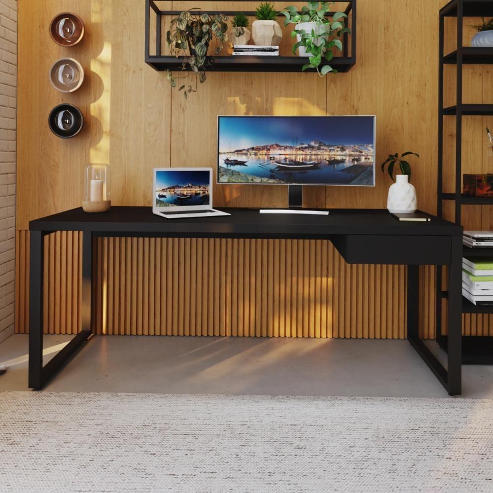 Mesa Presidente C-01 Gav. 190x70x75cm Yon Preto Tx-est.preta Preto Tx-est.preta - 4