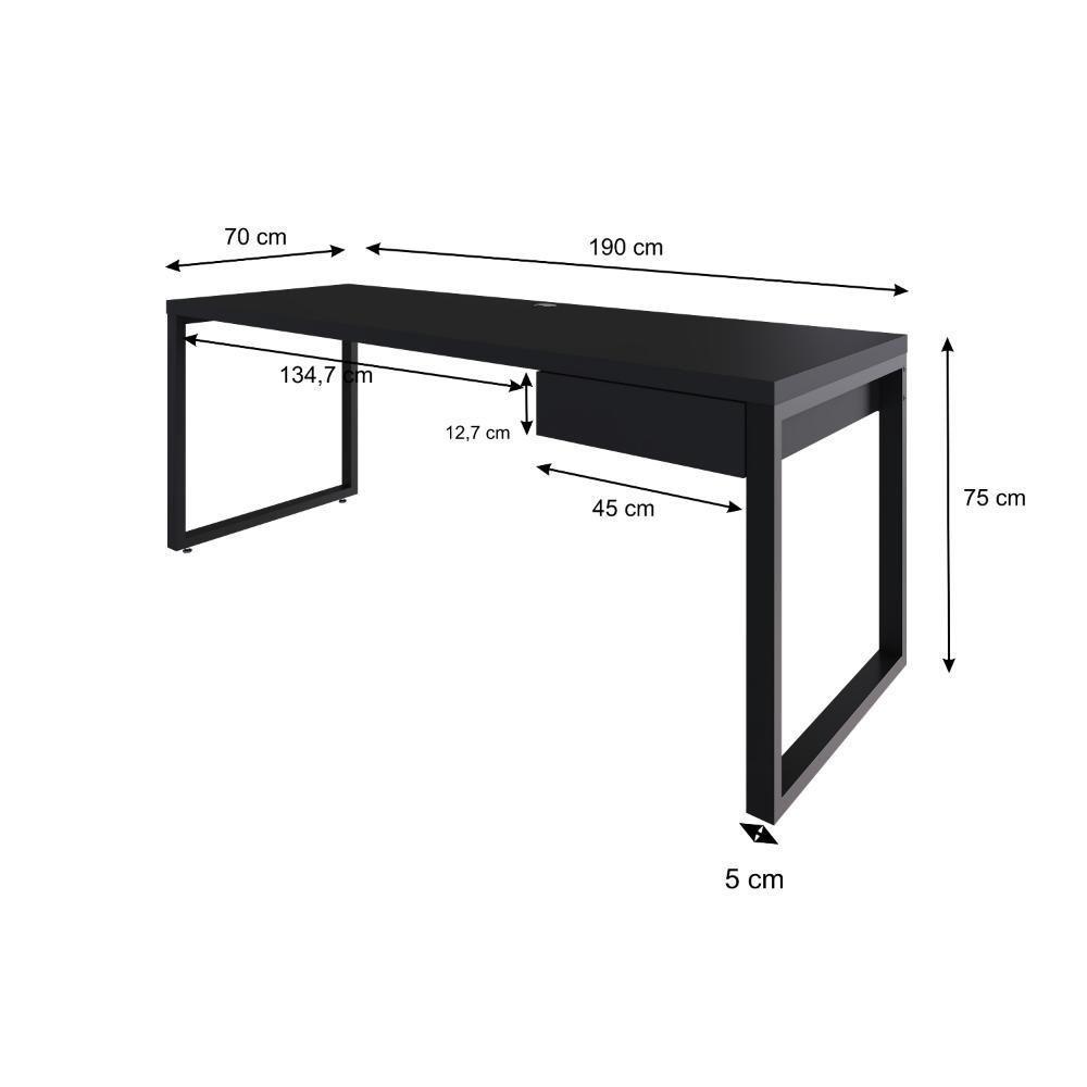 Mesa Presidente C-01 Gav. 190x70x75cm Yon Preto Tx-est.preta Preto Tx-est.preta - 7
