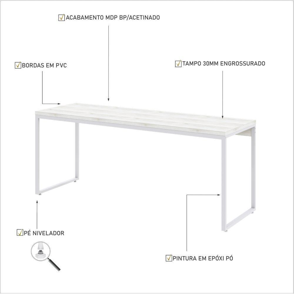 Mesa Dynamica Diretor 180x60x75cm Snow - Est.branca Snow - Est.branca - 3