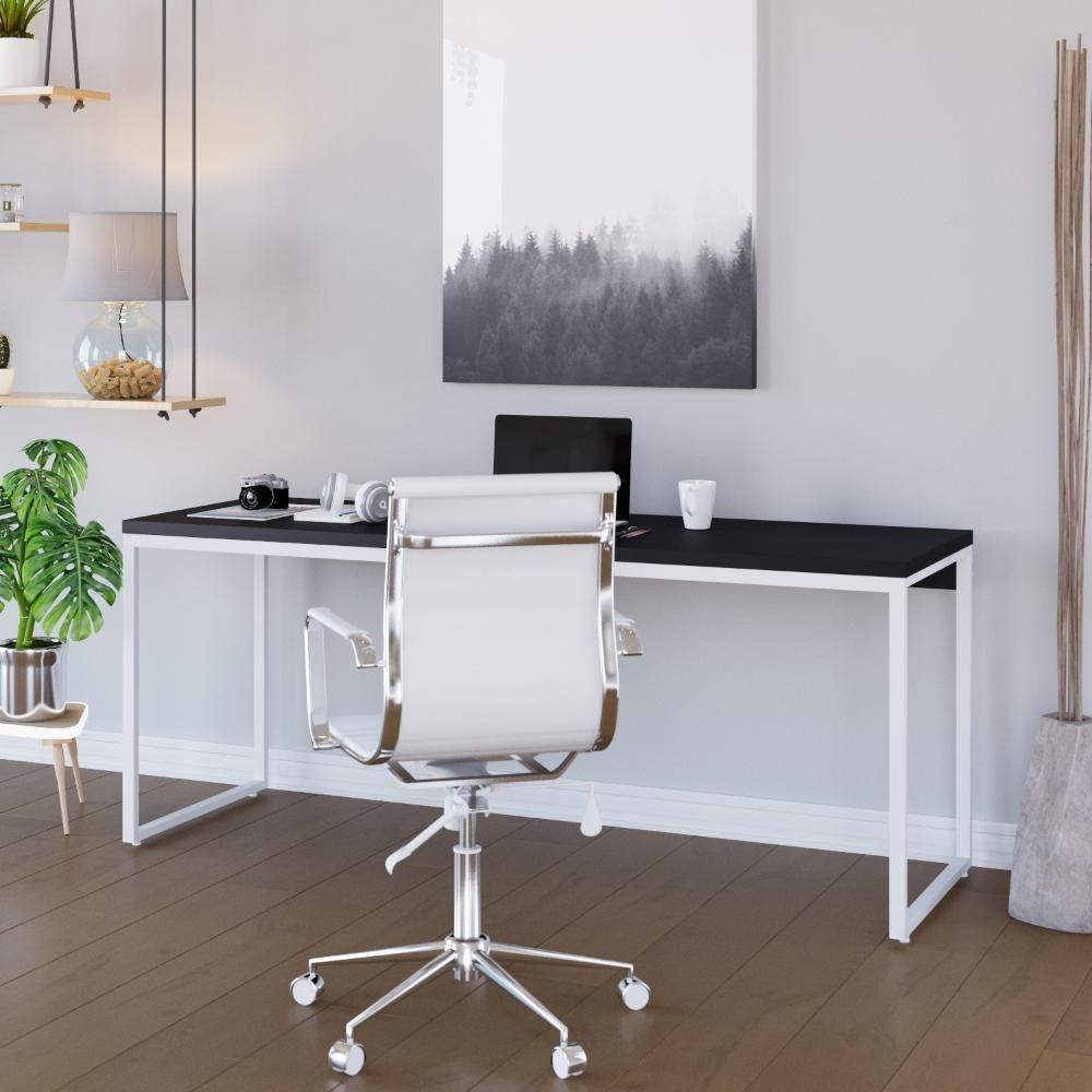 Mesa Dynamica Diretor 180x60x75cm Preto ônix - Est.branca Preto ônix - Est.branca - 2