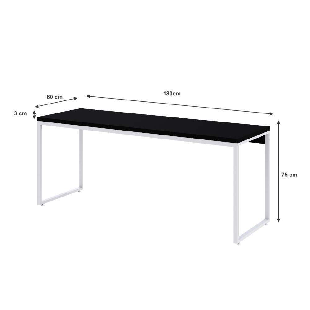 Mesa Dynamica Diretor 180x60x75cm Preto ônix - Est.branca Preto ônix - Est.branca - 5