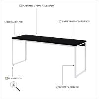Mesa Dynamica Diretor 180x60x75cm Preto ônix - Est.branca Preto ônix - Est.branca - 3