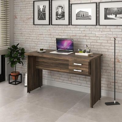 Mesa Escrivaninha De Escritório 1,20m Tampo 30mm C-02gavetas Carvalho Dark