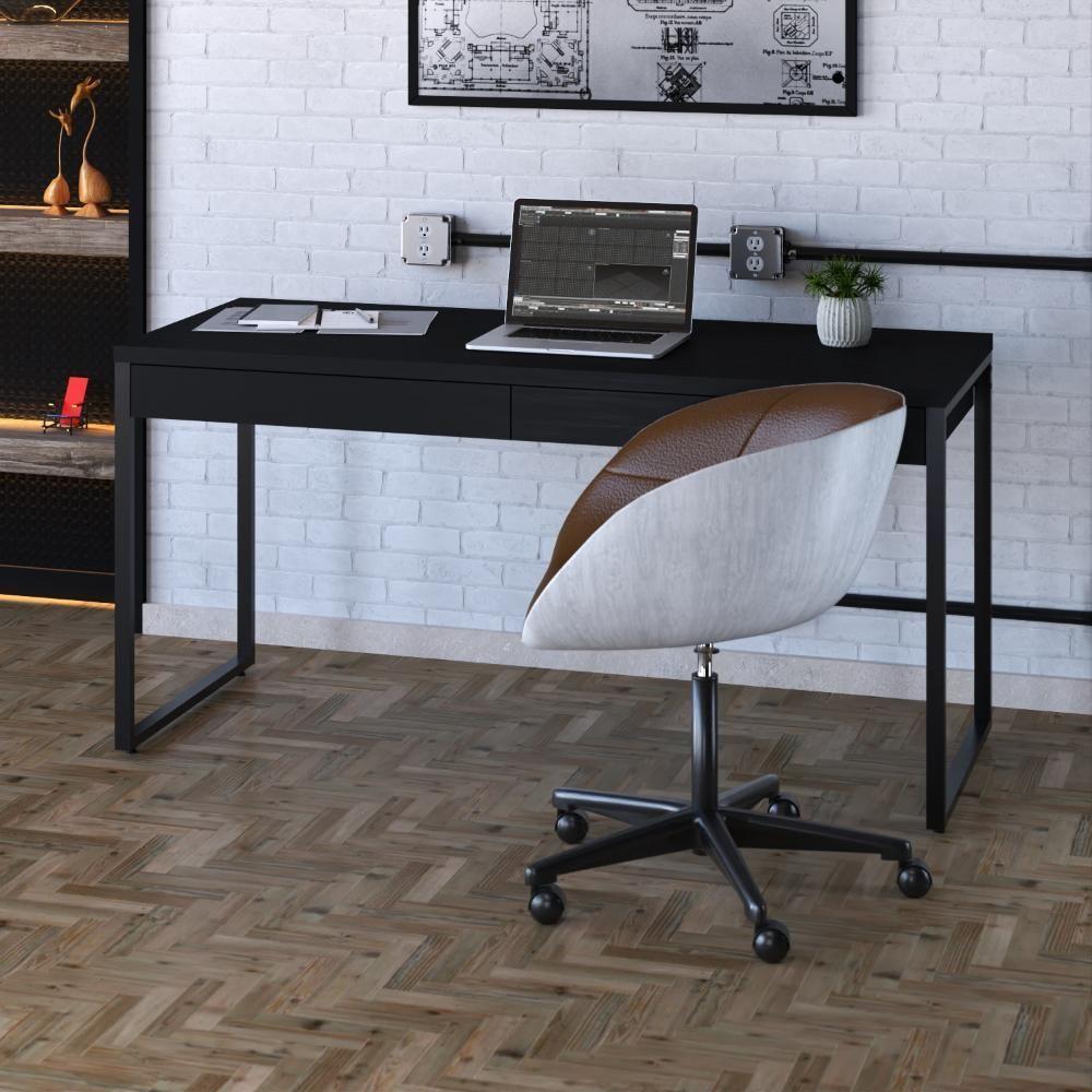 Mesa Kuadra Diretor 150x60x75cm C-02 Gavetas Preto ônix - Est.preta Preto ônix - Est.preta - 2