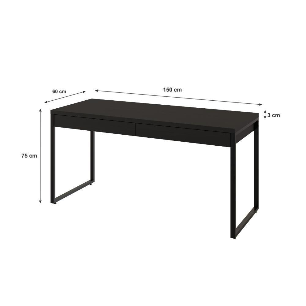 Mesa Kuadra Diretor 150x60x75cm C-02 Gavetas Preto ônix - Est.preta Preto ônix - Est.preta - 5