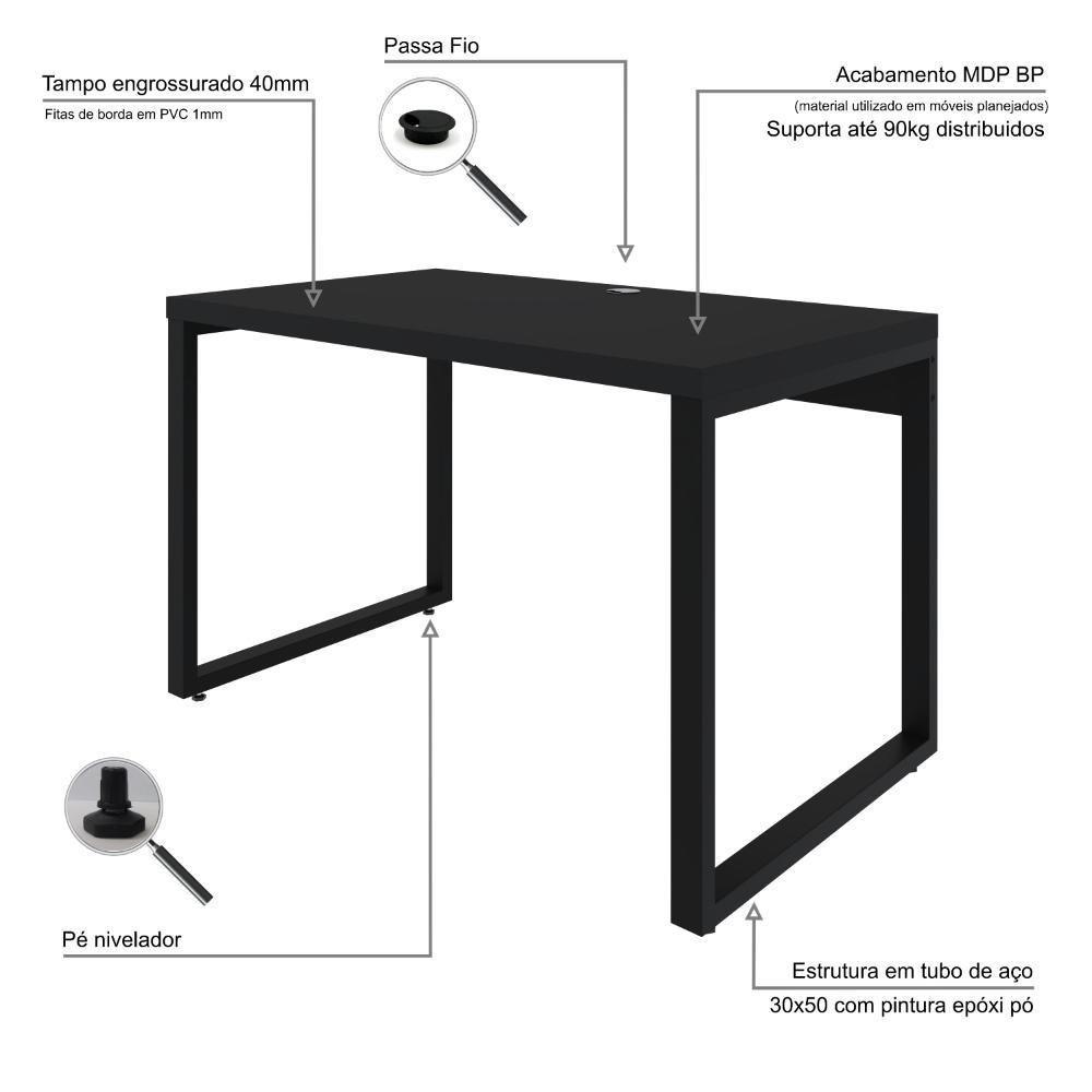 Mesa Operacional 120x70x75cm Yon Preto Tx-est.preta Preto Tx-est.preta - 3