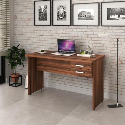 Mesa Escrivaninha De Escritório 1,20m Tampo 30mm C-02gavetas Nogal