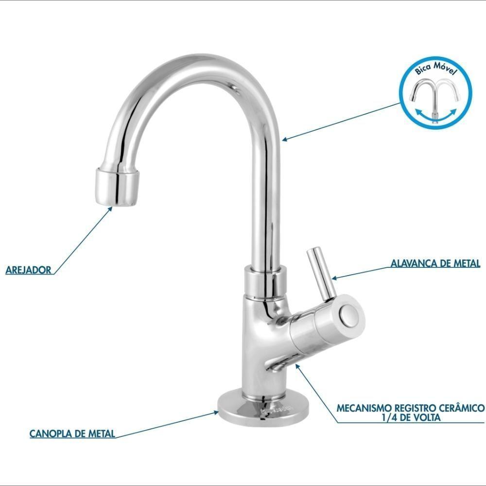 Torneira De Mesa P-lavatório Sl1198 1-4 Volta Metal Cromado Cromado - 4