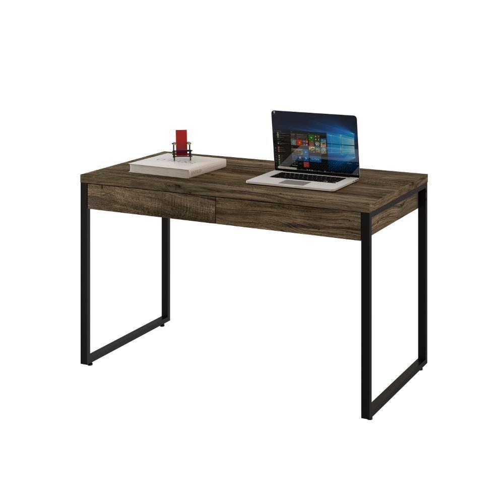 Mesa Kuadra Office 120x60x75cm C-02 Gavetas Carvalho Dark - Est.preta Carvalho Dark - Est.preta - 4