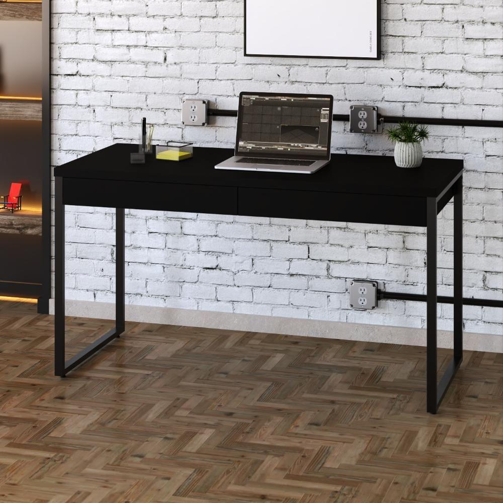 Mesa Kuadra Office 135x60x75cm C-02 Gavetas Preto ônix - Est.preta Preto ônix - Est.preta - 2