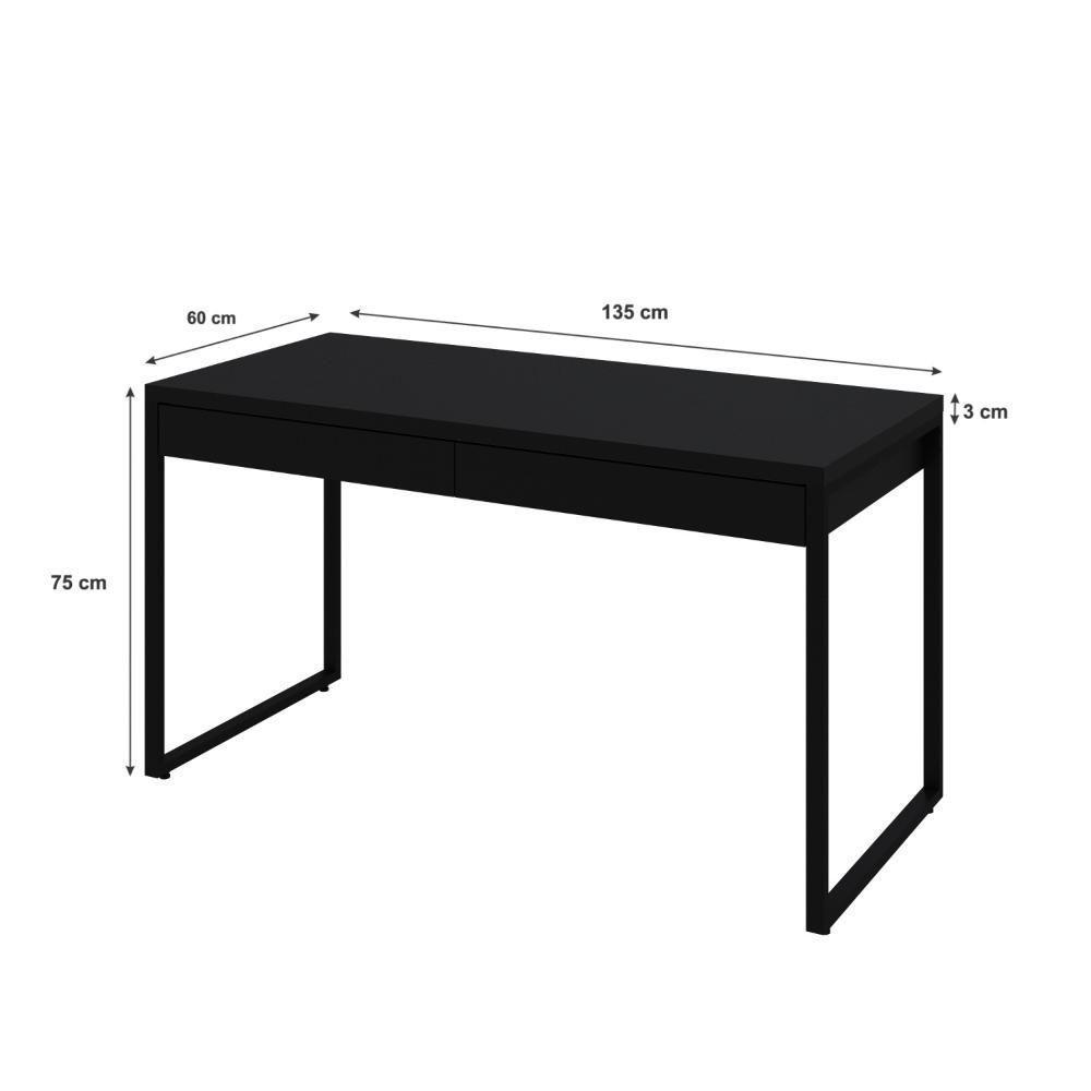 Mesa Kuadra Office 135x60x75cm C-02 Gavetas Preto ônix - Est.preta Preto ônix - Est.preta - 5
