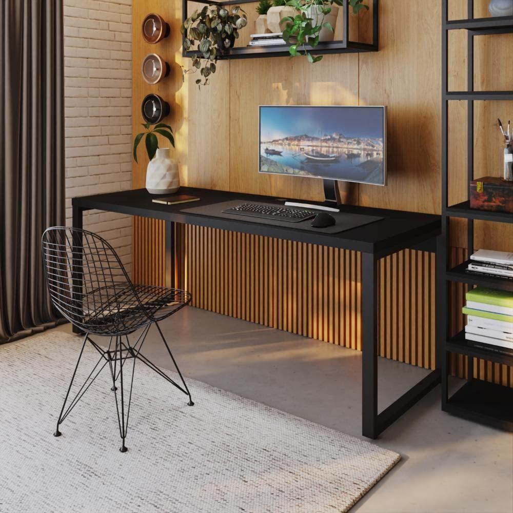 Mesa Presidente 190x70x75cm Yon Preto Tx-est.preta Preto Tx-est.preta - 2