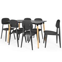 Conjunto Mesa De Jantar Retangular Eiffel Preta 120x80cm Com 6 Cadeiras Itália - Preto - 1