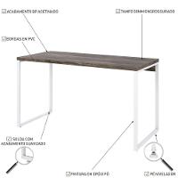 Mesa Kuadra Office 135x60x75cm Carvalho Dark - Est.branca Carvalho Dark - Est.branca - 3