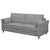 Sofá Living 3 Lugares 180Cm Pés Madeira Efraim F05 Veludo Prata - Mpozenato - 2