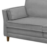 Sofá Living 3 Lugares 180Cm Pés Madeira Efraim F05 Veludo Prata - Mpozenato