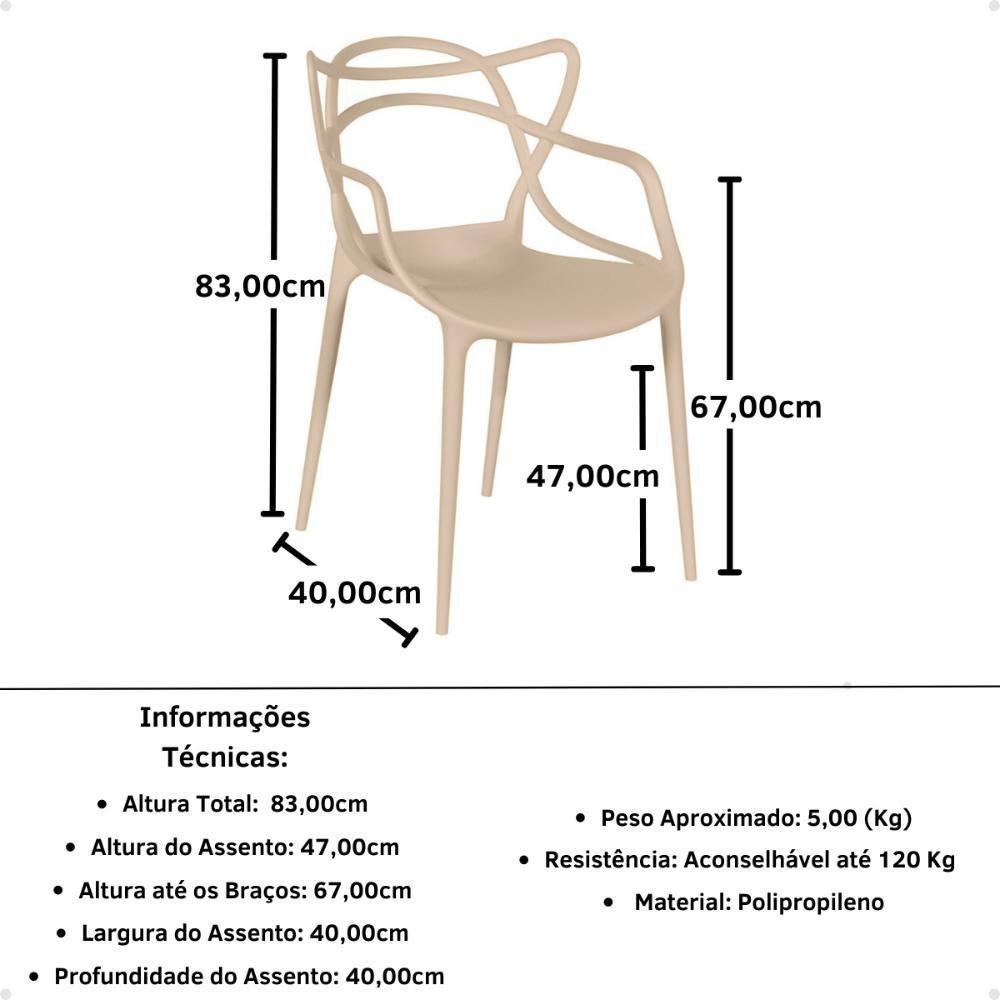Conjunto Mesa De Jantar Retangular Eiffel Preta 120x80cm Com 4 Cadeiras Allegra - Nude - 6