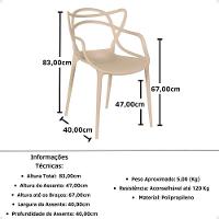 Conjunto Mesa De Jantar Retangular Eiffel Preta 120x80cm Com 4 Cadeiras Allegra - Nude - 6