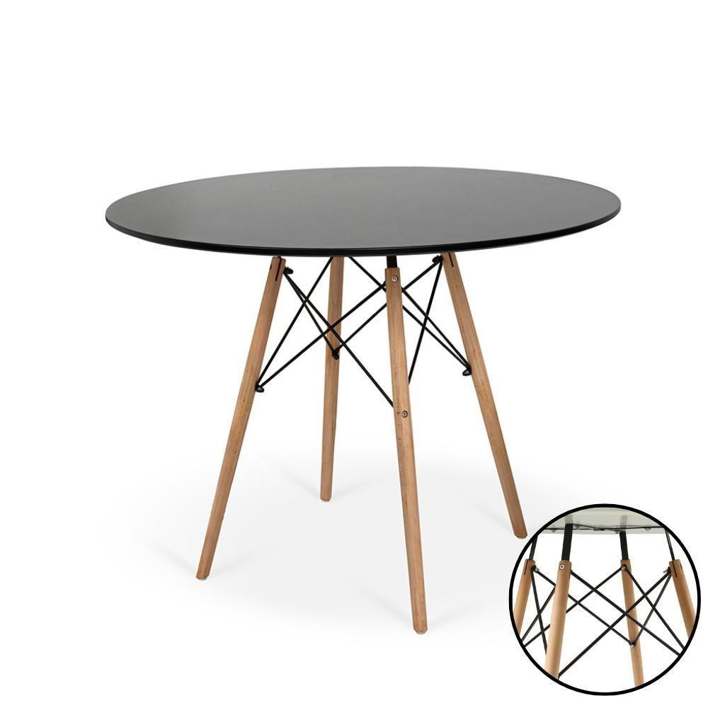Conjunto Mesa De Jantar Redonda Eiffel Preta 100cm Com 6 Cadeiras Itália - Preto - 8
