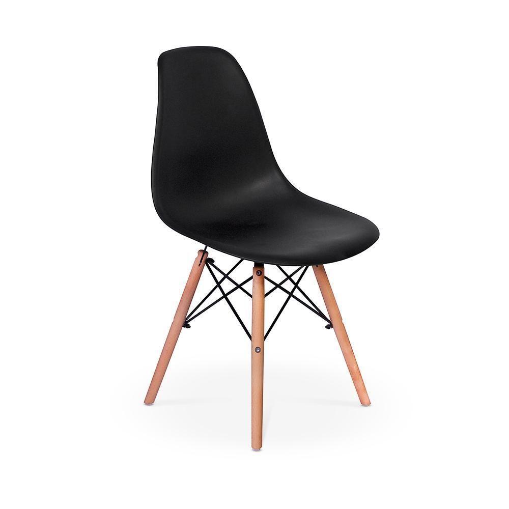 Conjunto Mesa De Jantar Redonda Luana Amadeirada Branca 120cm Com 4 Cadeiras Eames Eiffel - Preto - 3