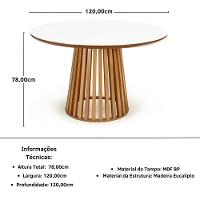 Conjunto Mesa De Jantar Redonda Luana Amadeirada Branca 120cm Com 4 Cadeiras Eames Eiffel - Preto - 5