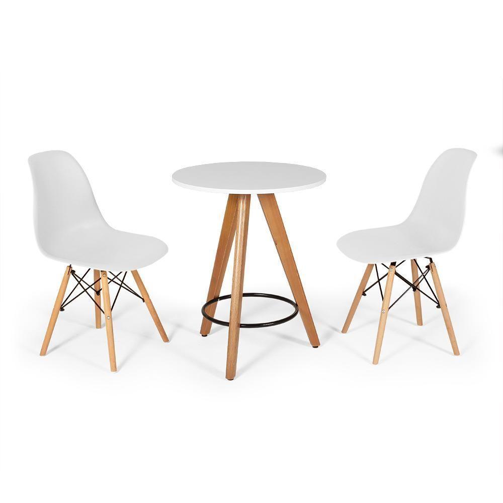 Conjunto Mesa Redonda Aline 70cm Branca Com 2 Cadeiras Eames Eiffel - Branco - 1