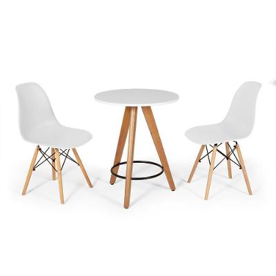 Conjunto Mesa Redonda Aline 70cm Branca Com 2 Cadeiras Eames Eiffel - Branco