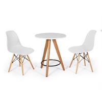 Conjunto Mesa Redonda Aline 70cm Branca Com 2 Cadeiras Eames Eiffel - Branco - 1