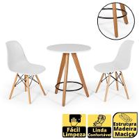 Conjunto Mesa Redonda Aline 70cm Branca Com 2 Cadeiras Eames Eiffel - Branco - 2