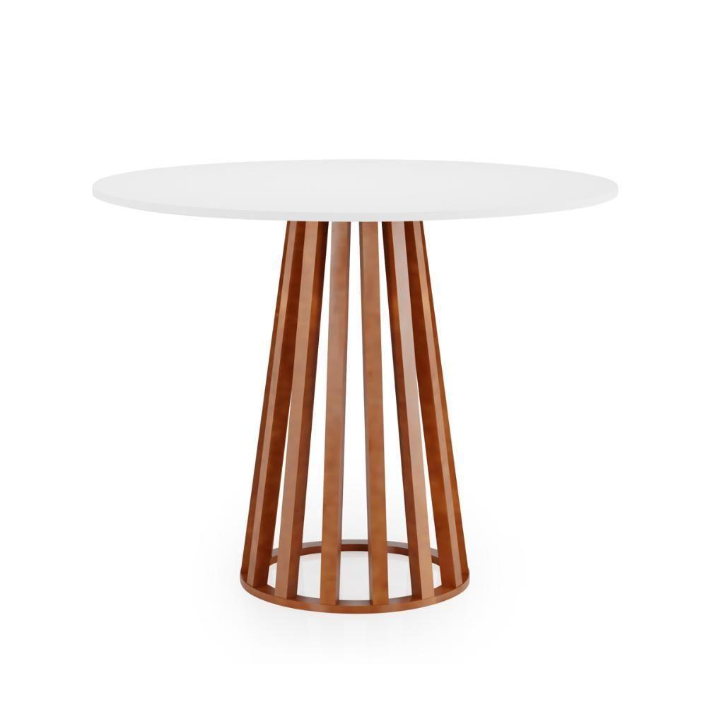 Conjunto Mesa De Jantar Redonda Talia Amadeirada Branca 100cm Com 4 Cadeiras Estofadas Jacobsen - Cinza - 2