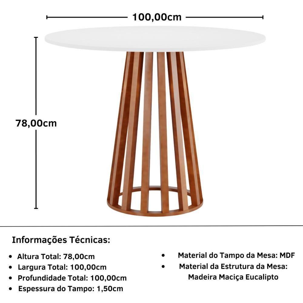 Conjunto Mesa De Jantar Redonda Talia Amadeirada Branca 100cm Com 4 Cadeiras Estofadas Jacobsen - Cinza - 9