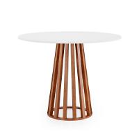 Conjunto Mesa De Jantar Redonda Talia Amadeirada Branca 100cm Com 4 Cadeiras Estofadas Jacobsen - Cinza - 2