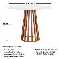 Conjunto Mesa De Jantar Redonda Talia Amadeirada Branca 100cm Com 4 Cadeiras Estofadas Jacobsen - Cinza - 9