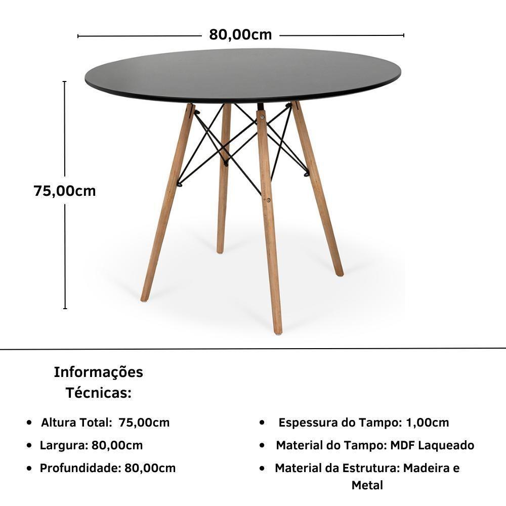 Conjunto Mesa De Jantar Redonda Eiffel Preta 80cm Com 4 Cadeiras Gruvyer - Nude - 8