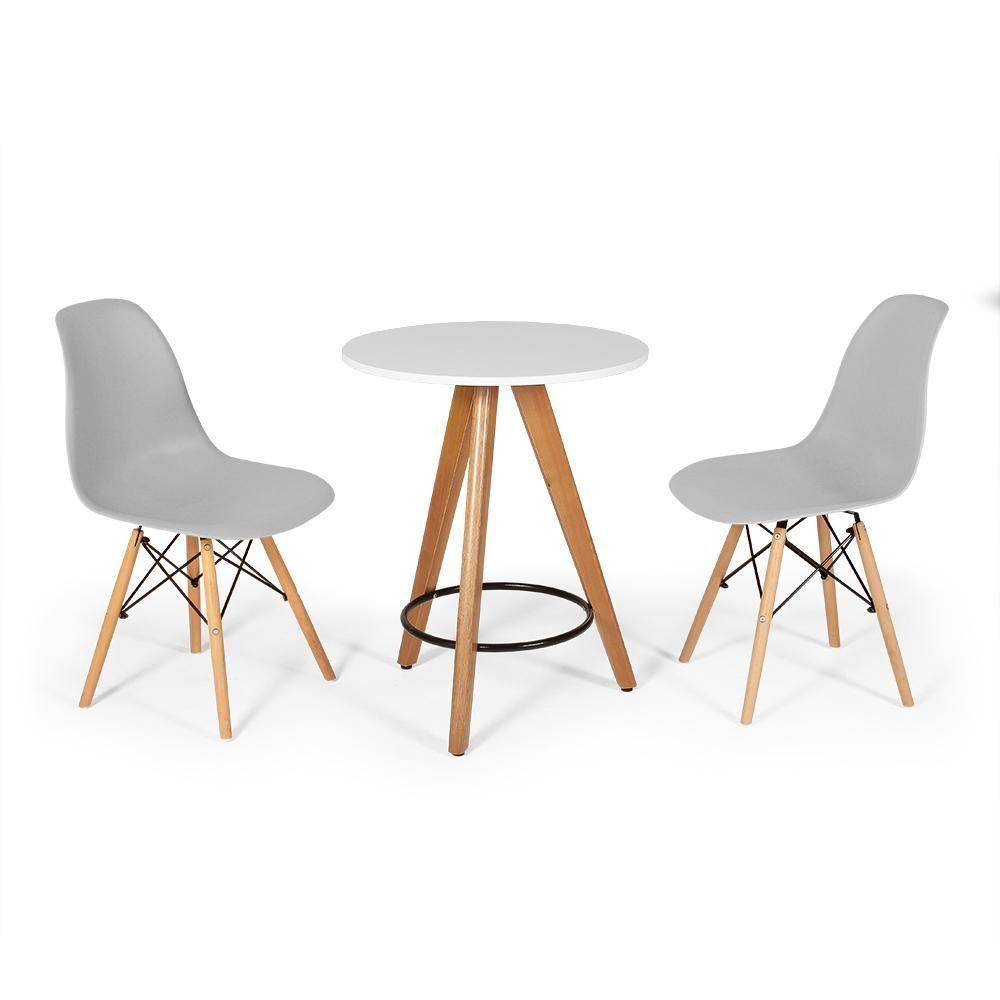 Conjunto Mesa Redonda Aline 70cm Branca Com 2 Cadeiras Eames Eiffel - Cinza - 1