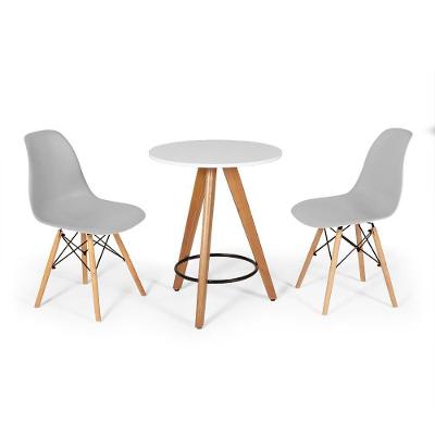 Conjunto Mesa Redonda Aline 70cm Branca Com 2 Cadeiras Eames Eiffel - Cinza