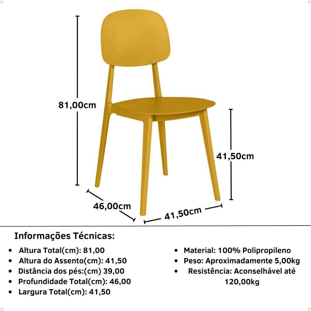 Conjunto Mesa De Jantar Redonda Eiffel Preta 120cm Com 6 Cadeiras Itália - Amarelo - 3