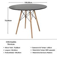 Conjunto Mesa De Jantar Redonda Eiffel Preta 100cm Com 6 Cadeiras Itália - Amarelo - 8