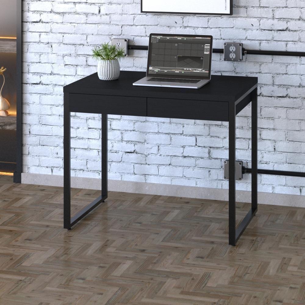 Mesa Kuadra Office 90x60x75cm C-02 Gavetas Preto ônix - Est.preta Preto ônix - Est.preta - 3